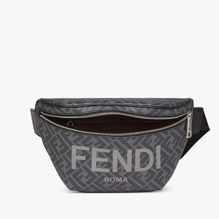 Cheap Bag ROMA Motif Belt FF In Fendi Fabric Black Logo 0708